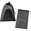 TSUOUKL 2 sacchetti a rete con cordoncino, in nylon, colore nero, con coulisse, per palloni da golf, per collezionare giocattoli da piscina, palline da golf e tennis