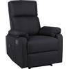 ECO-DE Poltrona Relax Reclinabile Manuale - Calore Lombare e Poggiapiedi Regolabile, Comoda per Salotto, Lettura, Ufficio, Soggiorno o Camera da Letto - Braccioli Estraibili e Salvaspazio (Nera)