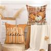 AwzyGous Federa Decorativa Autunnale con Zucca Arancione, Foglia d'acero e Zucca a Scacchi, Federa per Cuscino da Divano 40x40 cm per Poltrona, Camera da Letto, Halloween, Ringraziamento Set da 2