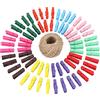jijAcraft 100 Pezzi Mini Mollette di Legno Colorate Mollettine Decorative per Foto Matrimonio Artigianato con 30M Spago di Iuta