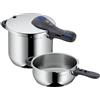 WMF Perfect Plus Set Pentole a Pressione 3 L e 6,5 L in Acciaio Inox 18/10 Cromargan ø 22 cm, 3 pezzi, Pentola Induzione e Gas, Fondo Transtherm Triplo Strato, Incluse cestello
