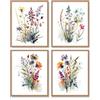 Dazzlewall Set di 4 Stampe Tela Acquerello, Arte Botanica Floreale Colorata Decorazione Minimalista per Camera/Soggiorno/Bagno, 20x25 cm Senza Cornice