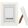 H HANSEL HOME Cornice Legno 13x18cm, Cornice Bianca Foto con Pannello in Vetro per Tavolo e Parete