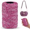LEREATI Cordino per Borse Uncinetto Piatto Filo Macrame 1mm x 230m Macrame Corda Colorata Cordoncino per Borse a Uncinetto, Arazzo da Parete, Acchiappasogni, Fai da Te (Bianco-Rosa)
