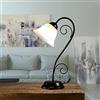 Licht-Erlebnisse Lampada da tavolo Athen forma arcuata in nero opaco stile rustico retrò country E14 ideale per scrivania, comodino, camera da letto, soggiorno