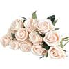 Eclove 12 Pcs Rose Artificiali, Realistiche Singola a Gambo, Fiori Artificiali Finto 30cm Lungo Rosa Finta, Bouquet da Sposa in Seta per Decorazioni in Casa per Giardino Feste Ufficio (Champagne)