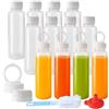 ZMCYN Confezione da 12 bottiglie in plastica resistente al calore, con coperchio, lavabili in lavastoviglie, riutilizzabili, con coperchio, per succhi di frutta, bevande, latte (tappo ad anello