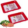 JLNGTHONG Vassoio di conservazione, contenitore per alimenti sottovuoto con pellicola elastica, organizer per piatti freschi, taglio freddo, impilabile, riutilizzabile per cucina, rosso 2 pezzi