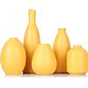 QIANLING Set di 5 Vasi in Ceramica Gialla, Decorazione per Casale, Camino, Mantello e Mensola - per Soggiorno, Ingresso, Bagno, Cucina e Ufficio, Tavolino