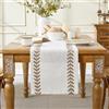 Wracra Runner da tavola Ricamato in Lino, Irregolare in Foglie di Salice Lungo 90 cm, Rustico per Cene, Feste e Uso Quotidiano