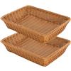 RT&BS 2 Pezzi Cestino da Pane Rettangolare in Vimini, Cesti da Frutta in Vimini, Cestino Pasquale, Cesto da Esposizione e Conservazione Intrecciato a Mano per Pane, Verdura, Frutta, Snack (Marrone, G)