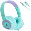 INFURTURE Cuffie USB C, Cuffie per Bambini per La Scuola 3,5mm per Ragazzi e Ragazze, Limite di Volume 94 dB, Cuffi In-Ear Auricolari con Cavo per Adolescenti, Scuola, Viaggi (verde)