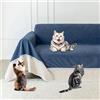 Loiion Protezione Divano Graffi Gatto, Impermeabile Divano Copertura, Copridivano Mobili Protector, Copridivani Impermeabile Resistente Alle Macchie Graffi per Cani e Gatti, Blu Marino, 300x230cm