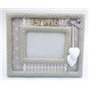 R.G.B. Cornice Porta Foto in Legno Sughero e Stoffa con Pendagli a Forma di Cuore in Legno es scritta Home (misure 23x19cm - foto 12x8 cm)