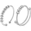 VELESAY Argento Sterling 925 Anello con Perline Antistress Anelli per Donne Anelli Spinner con Perle Anelli Sottili Regolabili Impilabil Fidget Anello Antistress Ruota Liberamente Anello Argento