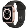 Apple Watch Series 6 (2020) GPS + Cellular 44 mm - Acciaio inossidabile Oro - Cinturino Sport Nero, excellent