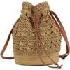 Syrads Tessuto Pochette Borsa Di Paglia Per Le Ragazze Estate Spiaggia Crossbody Borse,Marrone chiaro
