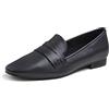 Feversole Women's Fashion Dress，Vestito alla Moda da Donna Comodo Tacco Basso Office Penny Mocassino Ballerine in Pelle vegana Tinta Unita Nero EU 36