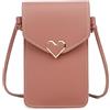 Narunii Borsa a Tracolla da Donna,Borsa a Tracolla per Telefono Cellulare da Donna Piccola,Mini Custodia per Cellulare con Pelle PU Trasparente per Touch Screen (Rosa Scuro)