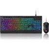 REDRAGON Combo tastiera e mouse da gioco Redragon S151, tastiera a membrana RGB cablata K525 da 104 tasti e mouse da gioco M616 cablato da 10000 DPI - Black
