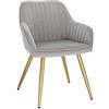 Lestarain Sedia Poltroncina da Sala Pranzo, Sedie Moderne da Cucina con Schienale e Braccioli, per Camera da Letto Soggiorno, Gambe Metalliche d'Oro Velluto Grigio Chiaro