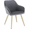Lestarain Sedia Poltroncina da Sala Pranzo, Sedie Moderne da Cucina con Schienale e Braccioli, per Camera da Letto Soggiorno, Gambe Metalliche d'Oro Velluto Grigio Scuro