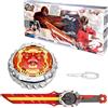 INFINITY NADO Trottola in metallo, con lancia spade, trottola illuminata, per bambini e bambine da 5 6 7 8 9 10, Blazing War Bear, rosso