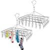 RUNQIN OUTDOOR 2Pcs Stendibiancheria Pieghevole Stendino Antivento con 40 Mollette & Gancio Girevole, Appendiabiti Metallo Acciaio Inox con Clip, Stendipanni Sospensione Calze per Stendere Calzini, Biancheria Intima