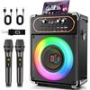 HWWR Canta tu Karaoke 2026 con 2 microfono, 500W Cassa Bluetooth 5.3, 24 Ore Riproduzione Altoparlanti Portatili Completi con Luci LED, Sistema PA Karaoke con Supporto TWS/USB/TF/AUX