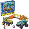 Mega Brands MEGA Hot Wheels Monster Trucks - Percorso Sfasciacarrozze Mega-Wrex Scontra e Schianta, Set da costruzione con 332 pezzi, 2 veicoli e 2 micro action figures, giocattolo per bambini, 5+ anni, HKF89