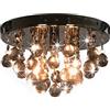 Sufrk Lampadario con Perle fumé Tondo Nero G9-Lampadario da Soffitto Luce,Lampadario Moderno per Camera Letto Salotto Soggiorno Cucina Corridoio