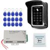 FUSYTULY Kit di Sistema di Controllo dell'accesso Della Porta Impermeabile Tastiera RFID Lettore 125KHz + Alimentatore DC12V 3A + Tastiere EM 15pcs, Senza Serrature Elettriche