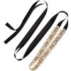QUARKZMAN Cintura Nuziale con Strass per Abito da Sposa, Cintura a Fascia Damigella d'Onore Cristallo a Mano Oro, Accessori per Abiti Donna con Nastro