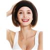 WIG ME UP - GFW948-H-4T27 Parrucca Donna Fascetta fronte Corta Liscia Anni 80 Look Retrò Castano Punte bionde