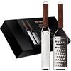 Microplane Set grattugie Zester & Lama Ultra Spessa per Agrumi, Formaggio a Pasta Dura, Noce Moscata, Patata e Zucchina con Manico in Legno di Noce e Lame in Acciaio Inossidabile - Made in USA