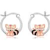 ONEFINITY Orecchini a cerchio a panda rossa, in argento sterling 925, a forma di panda rossa..