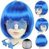 BEKIDER Parrucca Bob Blu Reale Corta Parrucca Colorata