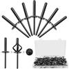 FSWWSF Set di rivetti ciechi in alluminio Tri Fold Exploding per industria, costruzione, metallo, automobili, mobili et (nero, 4,8 x 25 mm)