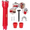 Generic Chiave per rubinetto 8 in 1,chiave per lavello,strumento per l'installazione del lavandino a doppia testa,chiave per lavabo multifunzionale per cucina, bagno,chiave per lavello(rosso)