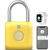 Anweller Blocco di impronte digitali, serratura intelligente con Bluetooth, lucchetto con impronte digitali, piccolo per palestra, ufficio, casa, giardino (giallo limone)