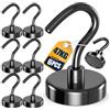 Lictin Ganci magnetici, 6 magneti al neodimio, extra forti, 47 kg | Gancio magnetico extra forte per officina, cucina, gancio rimovibile, magneti da campeggio (nero)