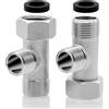 PWGHWG 2 valvole angolari 3/8, 9/16 T, set di collegamento per WC, valvola di conversione a 3 vie, raccordo per acqua, raccordo a T, rotazione di 180°, nichelato, valvola di scarico per casa, bagno e