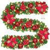 KOOFIT Ghirlanda Natalizia, KOOFIT 2.7M/9 Piedi Ghirlanda Natalizia per Esterno, Ghirlanda di Natale con Luci 30LEDs, Ghirlanda Natale Lunghe Decorazioni Artificiale per Scale, Porta, Camini