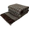 LYHome Coperta Lana 100% - Copriletto per Letto Divano, Plaid Singolo Una Piazza e Mezza Matrimoniale, Coperte Pura Lana per Invernale Morbida e Calda (140x200 cm Marrone - Verde Rombi Scozzesi)