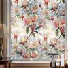 Qualsen Pellicola per Vetri Finestre Effetto Arcobaleno Pellicola Adesiva per Vetri Motivo di Fiore di Magnolia Elettrostatica Decorativa Pellicole Privacy Finestre da Casa Cucina Ufficio 44x200cm