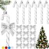 MQIAN Decorazioni Natalizie,Decorazioni Natalizie Per Albero,Bastoncini Di Zucchero Natalizi,Decorazioni Natalizie Albero,Decorazioni Albero Di Natale,Candy Cane Di Natalizie,Decorazioni Natale (Silver)