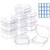 Qualsen 12 Pack Quadrato Scatole Plastica con Coperchio, Piccole Scatole Plastica Trasparente, Scatoline Plastica per Perline, Gioielli, Tappi per le Orecchie, e più Piccoli Oggetti(3,5 x 3,5 x 1.8cm)