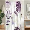 Uiiooazy Tenda Doccia Antimuffa, Tenda da Doccia 120x200cm Viola Tropicale Foglie di Palma Giungla Tende da Bagno Tessuto Lavabile Impermeabile Poliestere Tende per Vasca da Bagno con 8 Anelli