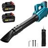panthem Soffiatore a batteria con batterie da 2 x 3 Ah, 180 km/h a 5 marce, senza fili, 28000 giri/min, portata d'aria 768 m³/h, per giardino, foglie, polvere e neve, compatibile con Makita 18 V