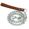 BPS(R) BPS Guinzaglio del Metallo con manico Cinghia di controllo Dog Walker, Guinzaglio per cani con polsini in pelle e catena 4 colori 3 taglie a scelta (2mm*100cm, Marrón) BPS-2762MA